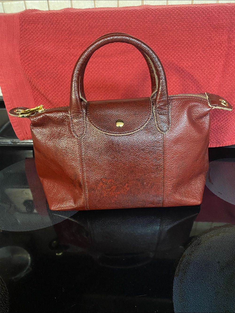 AmeriLeather Carina Structured Small Top-Handle Satchel in Deep Burgundy